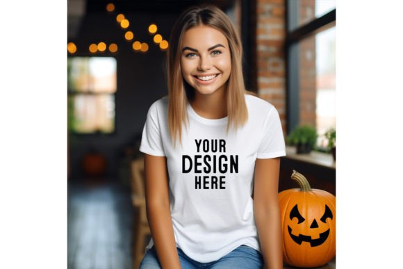 Download Woman Halloween Blank Tshirt Mockup - Premium Resources